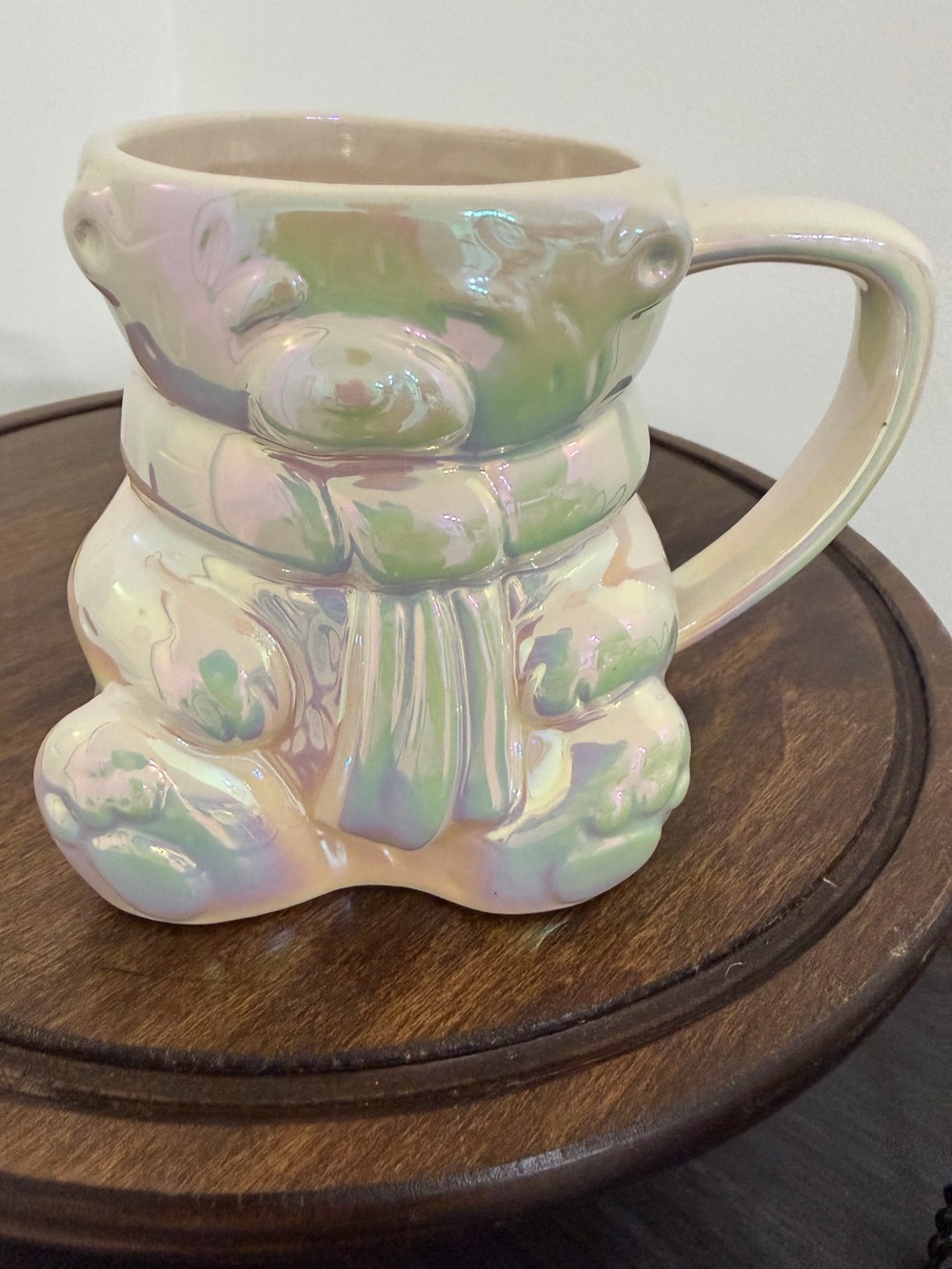 Anthropologie Iridescent Polar Bear Mug Winter Scarf 3D Ceramic Coffee Cup